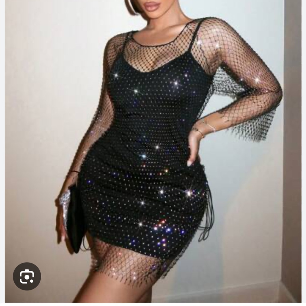 Sheer Rhinestone Dress
